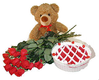 �i�ek�i Dikmen �i�ek servisi , �i�ek�i adresleri  12 adet kirmizi g�l ayicik ve yaspasta