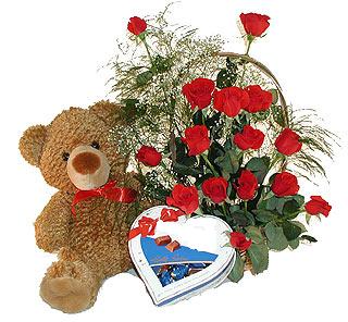 �i�ek�i Dikmen �i�ek servisi , �i�ek�i adresleri  12 adet kirmizi g�l bir kutu �ikolata ve ayicik