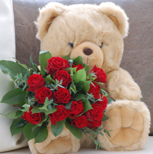 ankara �i�ek�i Dikmen ucuz �i�ek g�nder  9 adet kirmizi g�l ve orta boy ayicik