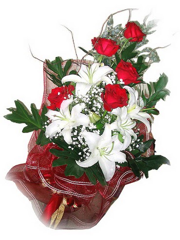 Dikmen Naci�ak�r �i�ek�i ma�azas�  5 adet kirmizi g�l 1 adet kazablanka �i�egi buketi