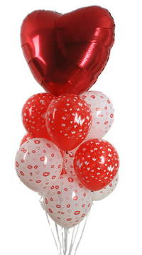 21 adet kalp ilaveli u�an balon demeti