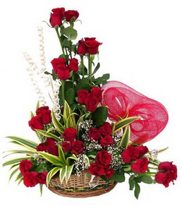 Dikmen ankara �i�ek sipari�i �i�ek g�nderme  25 adet k�rm�z� g�l sepeti �i�e�i