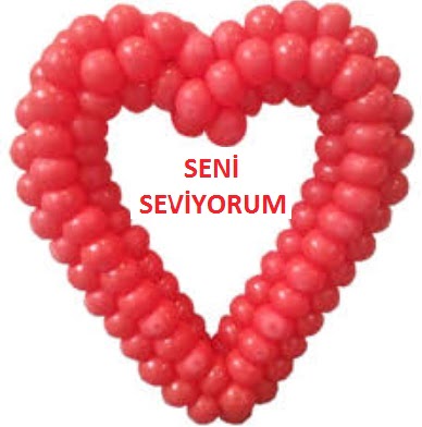 Seni seviyorum yaz�l� kalp balon