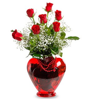 Kalp cam i�inde 7 adet k�rm�z� g�l Dikmen ankara �i�ek ma�azas� , �i�ek�i adresleri  