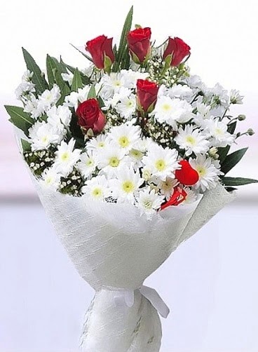 Sevdi�ime papatya ve 5 k�rm�z� g�l buketi �i�ek�i Dikmen �i�ek servisi , �i�ek�i adresleri 