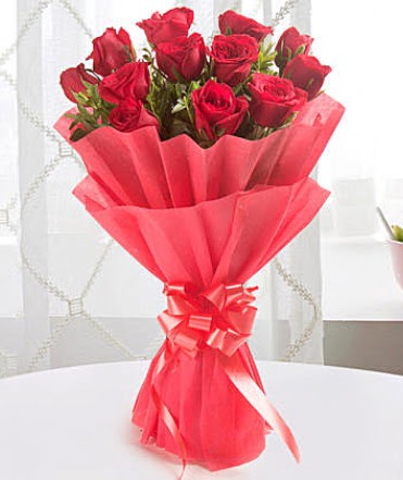 12 adet k�rm�z� g�lden modern buket Dikmen cicek , cicekci  