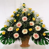 Dikmen ankara �i�ek ma�azas� , �i�ek�i adresleri  17 adet sari g�l 9 adet gerbera sepette