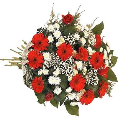 gerbera ve karisik kir �i�ekleri buketi