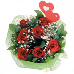 Ankara Dikmen kaliteli taze ve ucuz �i�ekler  7 adet k�rm�z� g�l ve 2 adet kalp �ubuk