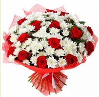 11 adet k�rm�z� g�l ve beyaz k�r �i�e�i Ankara Dikmen kaliteli taze ve ucuz �i�ekler 