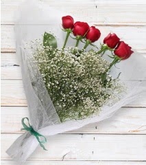 5 k�rm�z� g�lden sade buket Dikmen cicek , cicekci 
