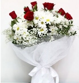 9 adet k�rm�z� g�l ve papatyalar buketi A�a�� Dikmen ankara �i�ek�i telefonlar� yurti�i ve yurtd��� �i�ek sipari�i 