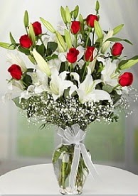 9 adet k�rm�z� g�l 3 dal kazablanka Dikmen cicek , cicekci 