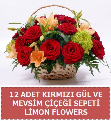 12 g�l ve mevsim �i�ekleri sepeti Dikmen Keklikp�nar� �i�ek online �i�ek sipari�i 