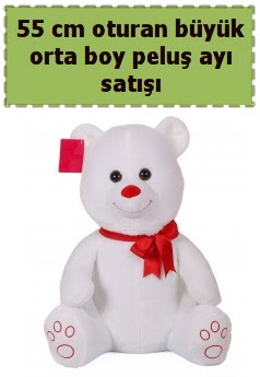 55 cm beyaz orta boy oturan pelu� ay� Ankara Dikmen cicekciler , cicek siparisi 