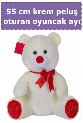 55 cm krem orta boy oturan pelu� ay� Dikmen Akp�nar Ankara  hediye sevgilime hediye �i�ek 