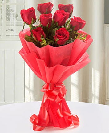9 adet k�rm�z� g�lden modern buket Dikmen Keklikp�nar� �i�ek sipari�i vermek  