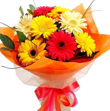 9 adet kar���k gerbera buketi �ve�ler Dikmen anneler g�n� �i�ek yolla 