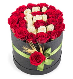 41 adet k�rm�z� beyaz g�l harfli Dikmen cicek , cicekci  